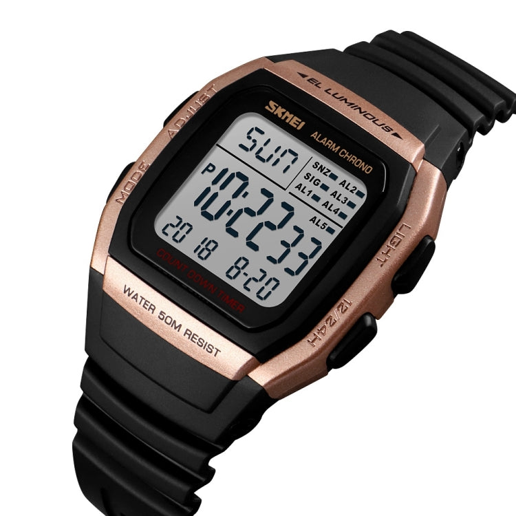 SKMEI 1278 Fashionable Outdoor 50m Waterproof Digital Watch Student Sports Wrist Watch Support 5 Group Alarm Clocks(Rose Gold) - free shipping - PMC TechLife - Order now!