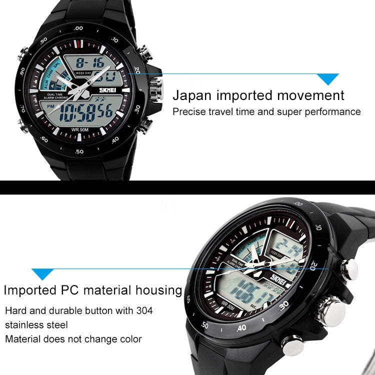 SKMEI 1016 Multifunctional Men Outdoor Sports Noctilucent Waterproof Double Digital Watch (Gold) - free shipping - PMC TechLife - Order now!