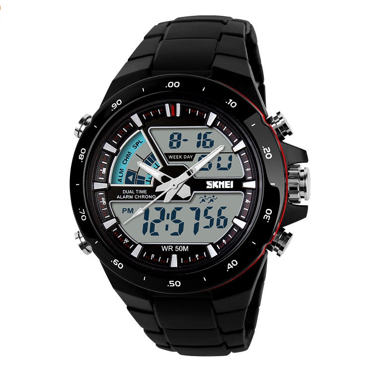 SKMEI 1016 Multifunctional Men Outdoor Sports Noctilucent Waterproof Double Digital Watch (Red + Black) - free shipping - PMC TechLife - Order now!