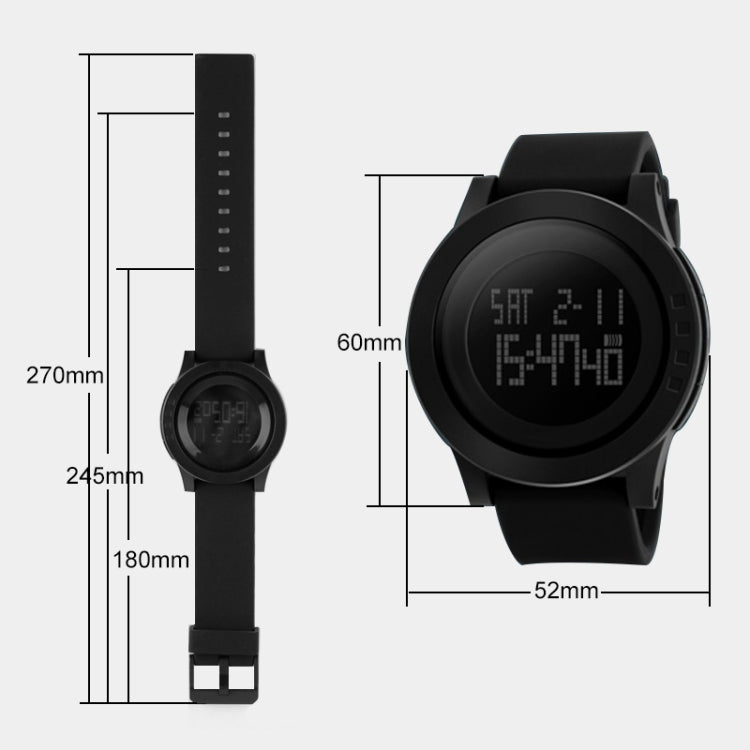 SKMEI 1142 Multifunctional Men Outdoor Sports Noctilucent Waterproof Silica Gel Digital Watch (Black) - free shipping - PMC TechLife - Order now!
