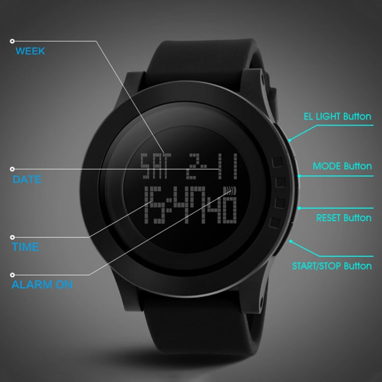 SKMEI 1142 Multifunctional Men Outdoor Sports Noctilucent Waterproof Silica Gel Digital Watch (Purple) - free shipping - PMC TechLife - Order now!