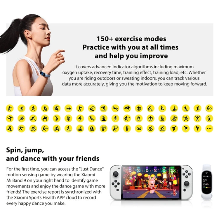 Original Xiaomi Smart Band 9 1.62 inch AMOLED Screen 5ATM Waterproof Smart Watch, Support Blood Oxygen / Heart Rate Monitor (Black) - free shipping - PMC TechLife - Order now!