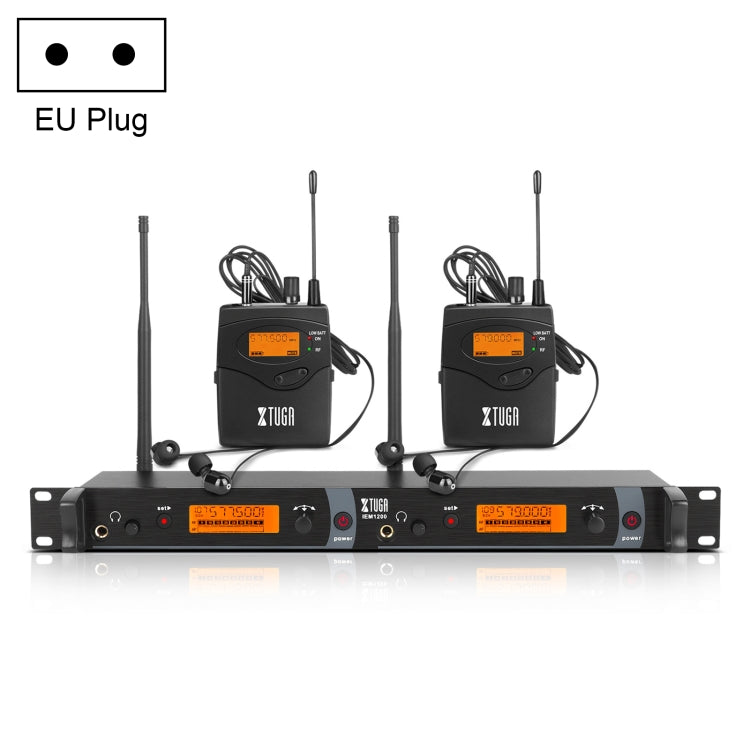 XTUGA IEM1200 Wireless Transmitter 2 Bodypack Stage Singer In-Ear Monitor System(EU Plug) - free shipping - PMC Jewellery - Order now!