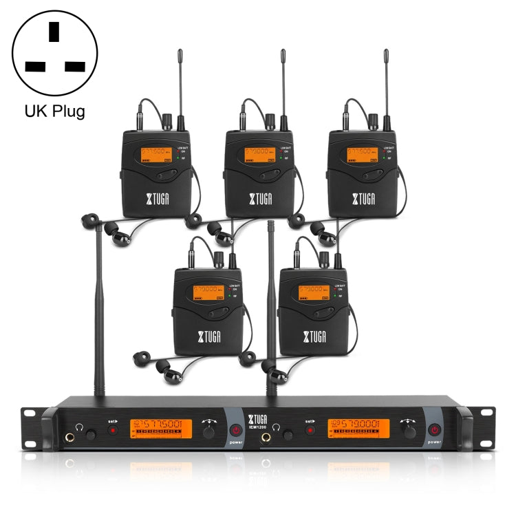 XTUGA IEM1200 Wireless Transmitter 5 Bodypack Stage Singer In-Ear Monitor System (UK Plug) - Microphone by XTUGA | Online Shopping South Africa | PMc TechLife | Buy Now Pay Later Mobicred