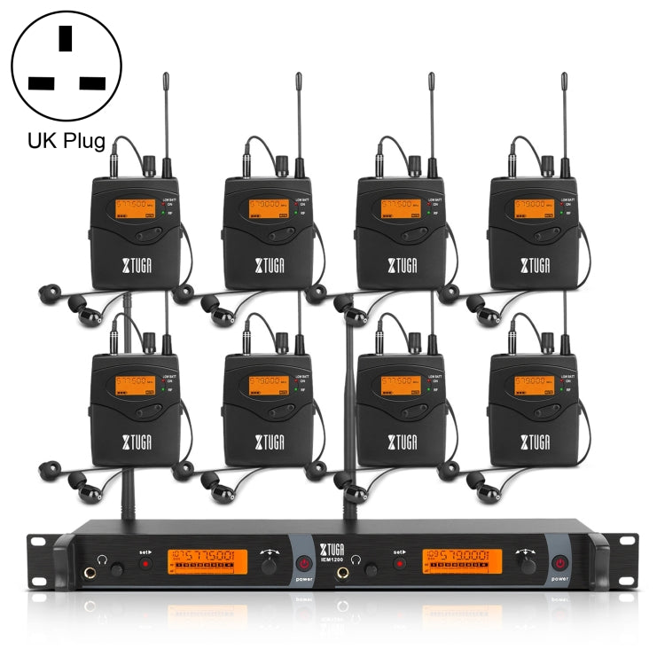XTUGA IEM1200 Wireless Transmitter 8 Bodypack Stage Singer In-Ear Monitor System (UK Plug) - Microphone by PMc TechLife | Online Shopping South Africa | PMc TechLife | Buy Now Pay Later Mobicred
