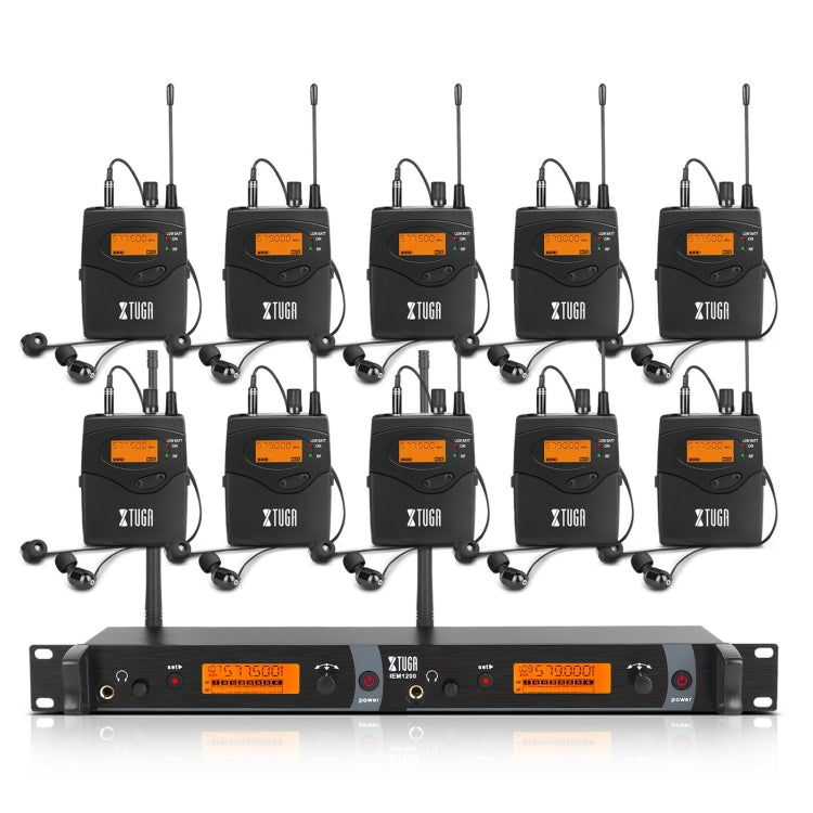 XTUGA IEM1200 Wireless Transmitter 10 Bodypack Stage Singer In-Ear Monitor System (AU Plug) - Microphone by XTUGA | Online Shopping South Africa | PMc TechLife | Buy Now Pay Later Mobicred