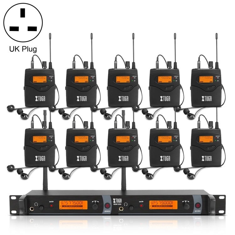 XTUGA IEM1200 Wireless Transmitter 10 Bodypack Stage Singer In-Ear Monitor System (UK Plug) - Microphone by XTUGA | Online Shopping South Africa | PMc TechLife | Buy Now Pay Later Mobicred