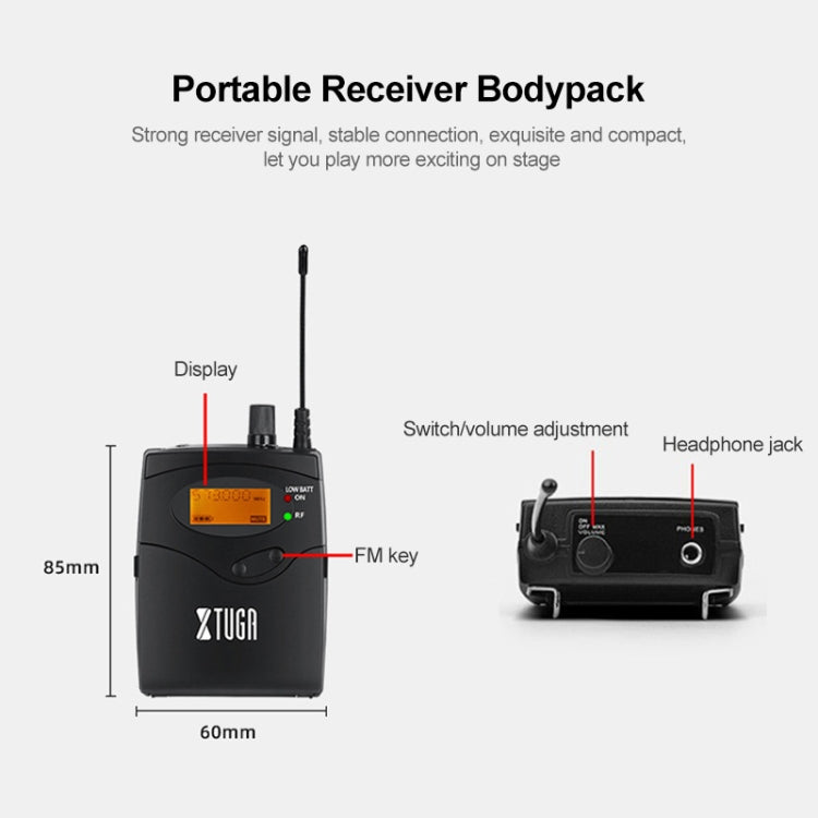 XTUGA IEM1200 Wireless Transmitter 10 Bodypack Stage Singer In-Ear Monitor System (UK Plug) - Microphone by XTUGA | Online Shopping South Africa | PMc TechLife | Buy Now Pay Later Mobicred