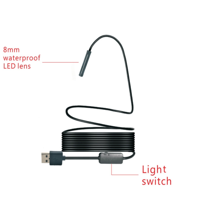 YPC110 8mm 2.0MP HD Camera WiFi Endoscope Snake Tube Inspection Camera with 8 LED, Waterproof IP68, Lens Diameter: 8mm, Length: 5m, Soft Line -  by PMC TechLife | Online Shopping South Africa | PMC TechLife | Buy Now Pay Later Mobicred