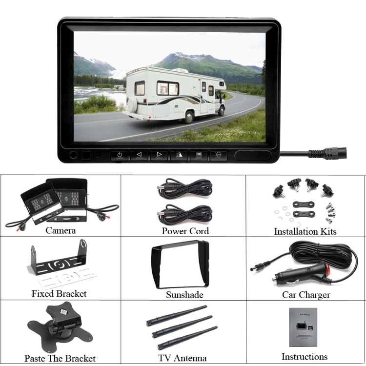 K0232 7 inch 140 Degrees Wide Angle HD Car Rear View Backup Dual Cameras Rearview Monitor Split Screen - free shipping - PMC TechLife - Order now!