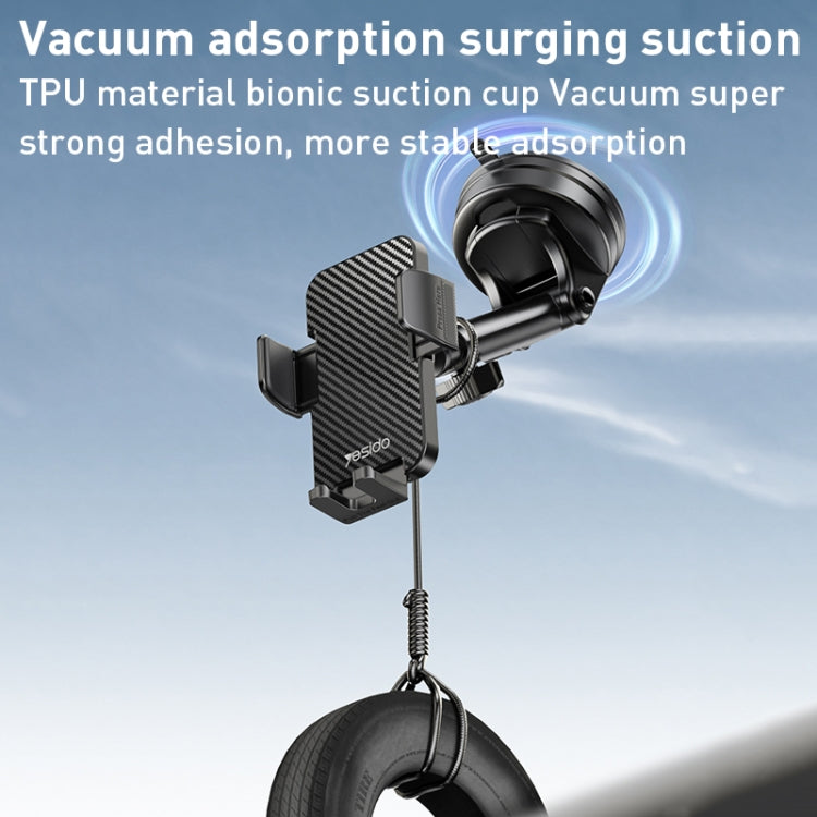 Yesido C173 Suction Cup Type Telescopic Rod Car Phone Holder (Black) - free shipping - PMC TechLife - Order now!