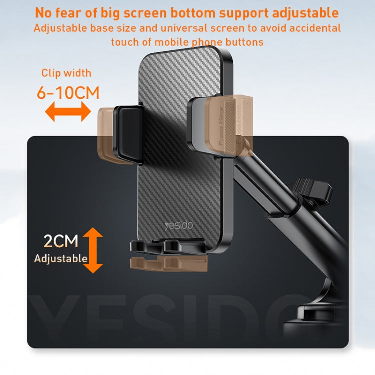 Yesido C173 Suction Cup Type Telescopic Rod Car Phone Holder (Black) - free shipping - PMC TechLife - Order now!