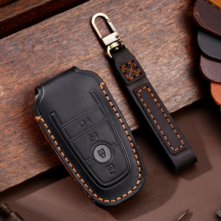 For Ford F-150 4-button C072 Car Key Leather Protective Case (Black) - Car Key Cases by PMC TechLife | Online Shopping South Africa | PMC TechLife | Buy Now Pay Later Mobicred