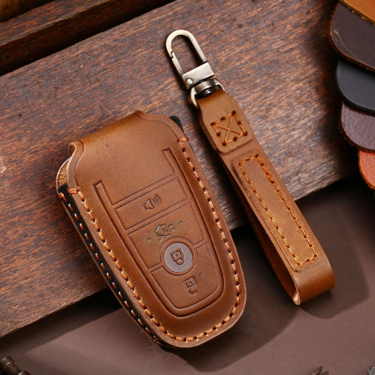 For Ford F-150 4-button C072/1 Car Key Leather Protective Case (Brown) - Car Key Cases by PMC TechLife | Online Shopping South Africa | PMC TechLife | Buy Now Pay Later Mobicred
