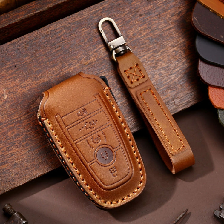 For Ford F-150 5-button C073 Car Key Leather Protective Case (Brown) - Car Key Cases by PMC TechLife | Online Shopping South Africa | PMC TechLife | Buy Now Pay Later Mobicred