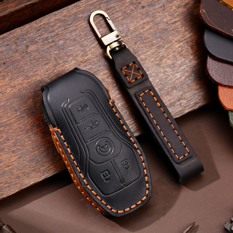 For Ford F-150 3-button C074 Car Key Leather Protective Case (Black) - Car Key Cases by PMC TechLife | Online Shopping South Africa | PMC TechLife | Buy Now Pay Later Mobicred