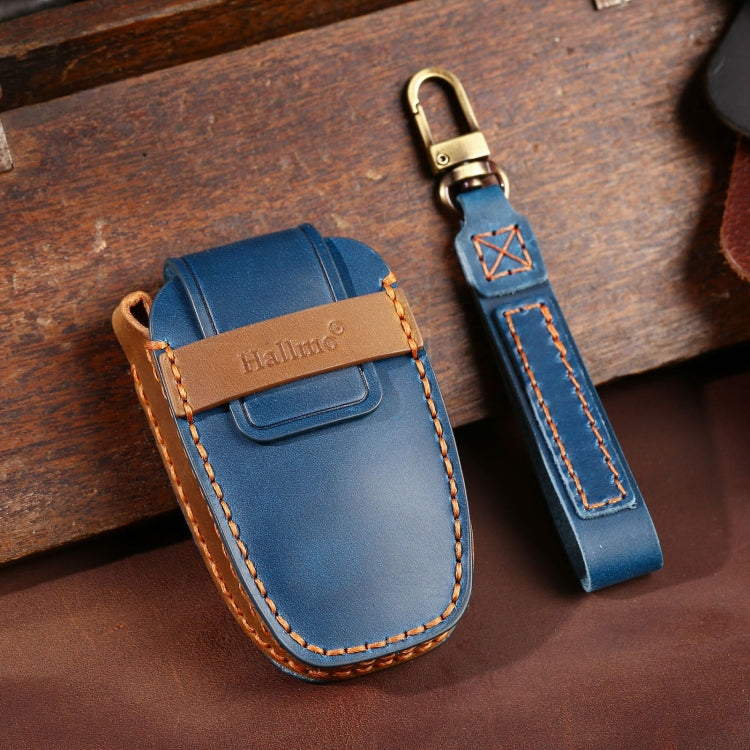 For Lincoln Hallmo Car Cowhide Leather Key Protective Cover Key Case(Blue) - Car Key Cases by Hallmo | Online Shopping South Africa | PMC TechLife | Buy Now Pay Later Mobicred