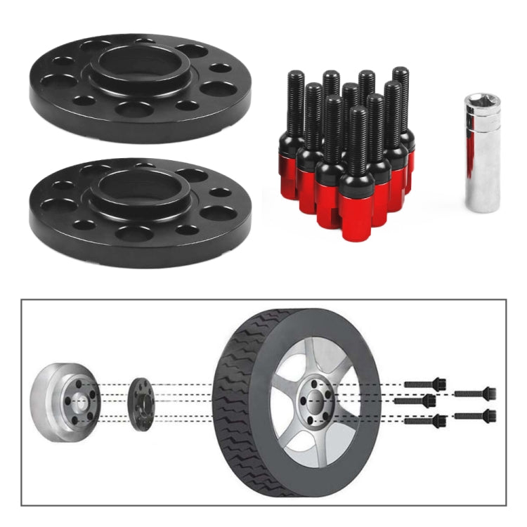 For Mercedes-Benz 15mm Car Modified Wheel Hub Flange Center Wheel Spacer with M12x1.5 Screws (Red) - Wheels Tires & Parts by PMC TechLife | Online Shopping South Africa | PMC TechLife