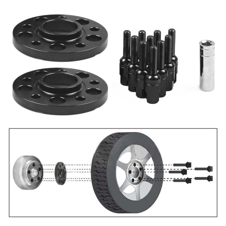 For Mercedes-Benz 20mm Car Modified Wheel Hub Flange Center Wheel Spacer with M12x1.5 Screws (Black) - Wheels Tires & Parts by PMC TechLife | Online Shopping South Africa | PMC TechLife | Buy Now Pay Later Mobicred