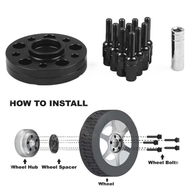 For Mercedes-Benz 20mm Car Modified Wheel Hub Flange Center Wheel Spacer with M12x1.5 Screws (Black) - Wheels Tires & Parts by PMC TechLife | Online Shopping South Africa | PMC TechLife | Buy Now Pay Later Mobicred