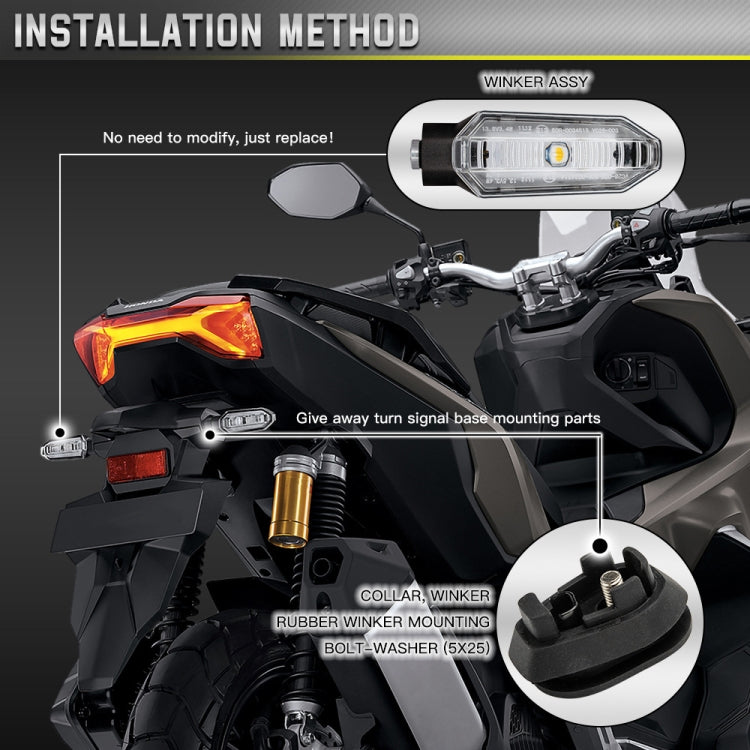 2pcs For Honda RS150 XRE300 CRF300 X-ADV Motorcycles LED Turn Signal Light(Black) - Signal Lights by PMC TechLife | Online Shopping South Africa | PMC TechLife | Buy Now Pay Later Mobicred