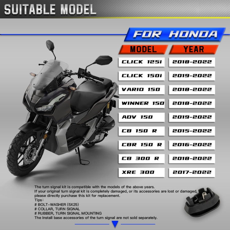 2pcs For Honda RS150 XRE300 CRF300 X-ADV Motorcycles LED Turn Signal Light(Black) - Signal Lights by PMC TechLife | Online Shopping South Africa | PMC TechLife | Buy Now Pay Later Mobicred