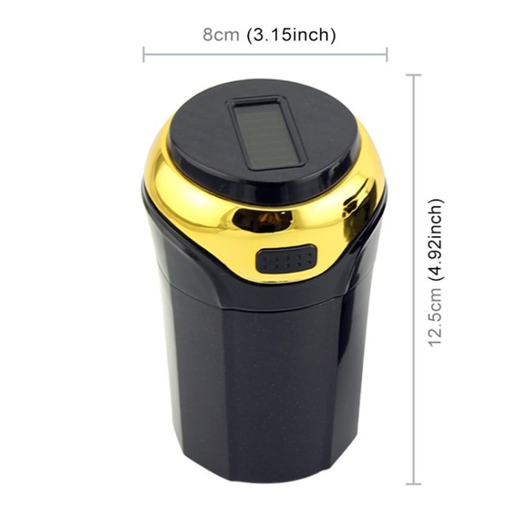 N12B Car Creative Ashtray Solar Power With Light And Cover Car Supplies (Gold) - free shipping - PMC TechLife - Order now!