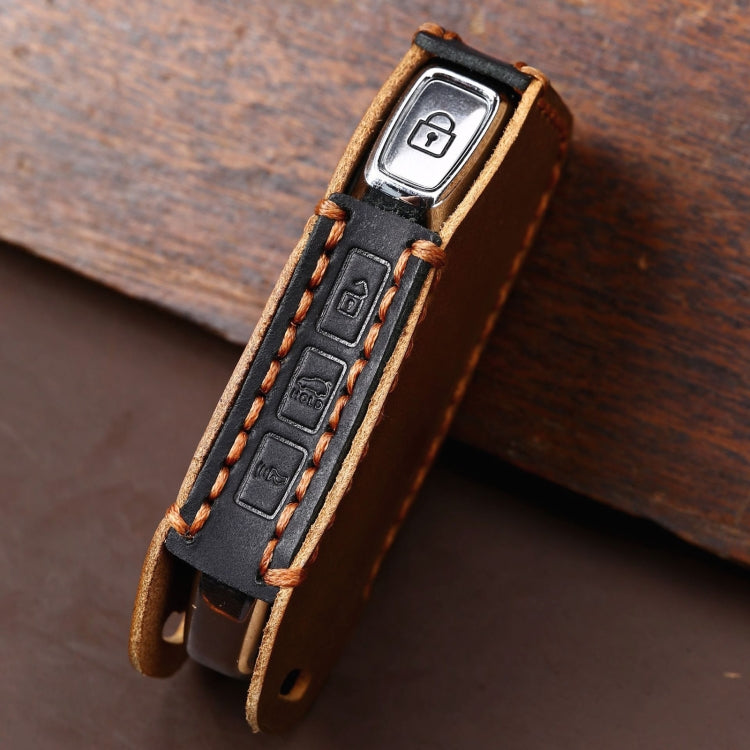 For Kia Sorento Hallmo Car Cowhide Leather Key Protective Cover Key Case(Brown) - free shipping - PMC TechLife - Order now!