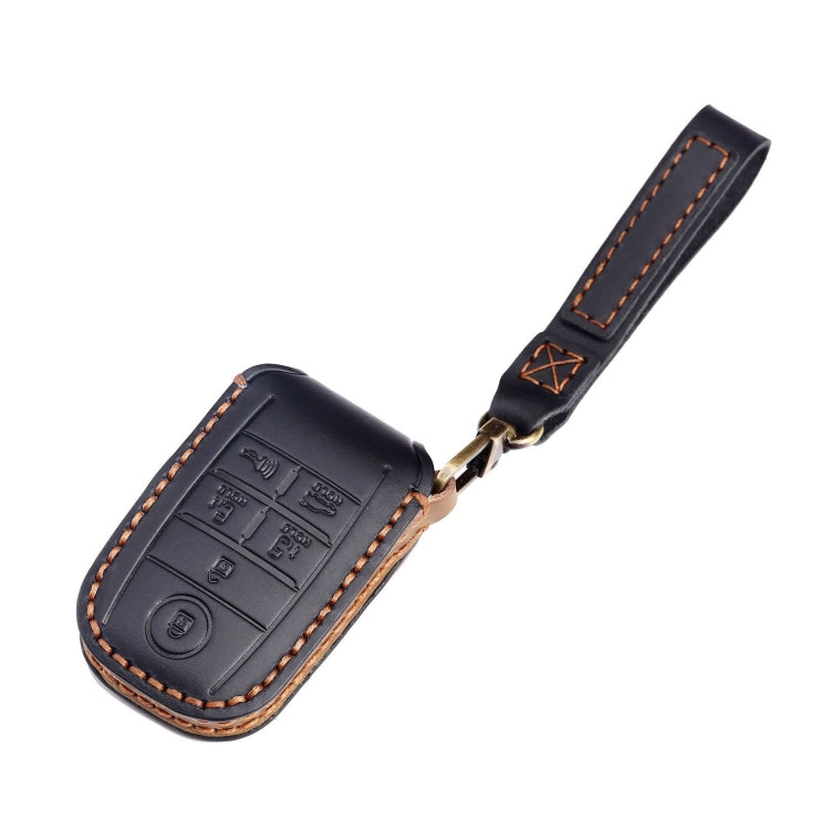For Kia C134 6-button Hallmo Car Cowhide Leather Key Protective Cover Key Case(Black) - free shipping - PMC TechLife - Order now!