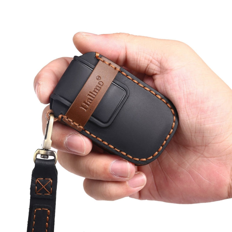 For Kia C134 6-button Hallmo Car Cowhide Leather Key Protective Cover Key Case(Blue) - Car Key Cases by Hallmo | Online Shopping South Africa | PMC TechLife | Buy Now Pay Later Mobicred