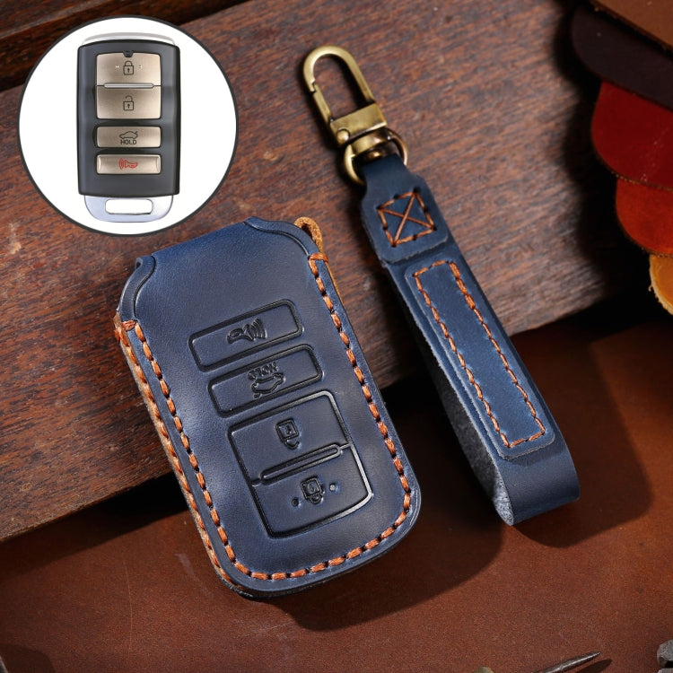 For Kia K4 Hallmo Car Cowhide Leather Key Protective Cover Key Case(Blue) - free shipping - PMC TechLife - Order now!