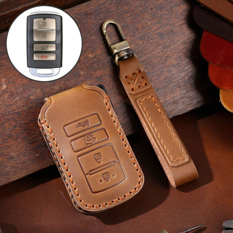 For Kia K4 Hallmo Car Cowhide Leather Key Protective Cover Key Case(Brown) - free shipping - PMC TechLife - Order now!