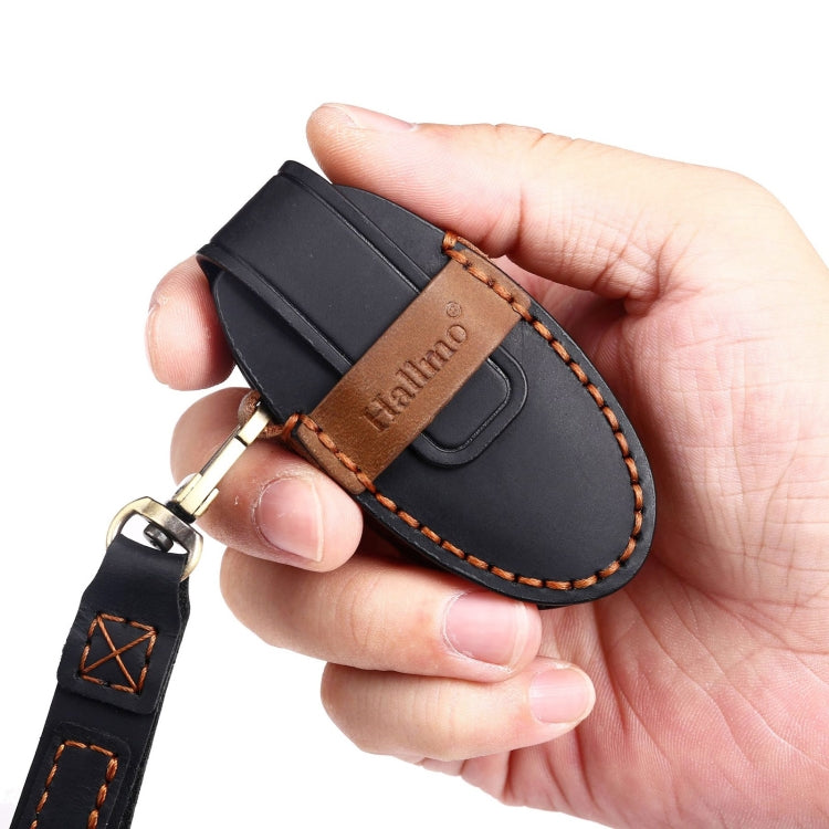 For Nissan 5-button Horn Hallmo Car Cowhide Leather Key Protective Cover Key Case(Blue) - free shipping - PMC TechLife - Order now!