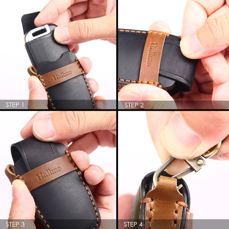 For Nissan Teana / Ariya 3-button Tail Box Hallmo Car Cowhide Leather Key Protective Cover Key Case(Black) - free shipping - PMC TechLife - Order now!