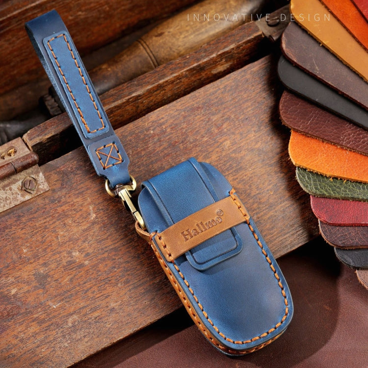 For Nissan Teana / Ariya 4-button Start Hallmo Car Cowhide Leather Key Protective Cover Key Case(Blue) - free shipping - PMC TechLife - Order now!