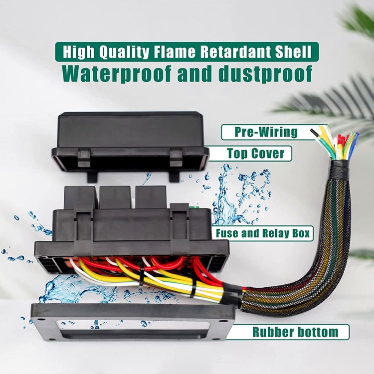12V 4 Pin Car 6 Slots IP66 Waterproof Relay Fuse Box with Cable - Fuse by PMC TechLife | Online Shopping South Africa | PMC TechLife | Buy Now Pay Later Mobicred