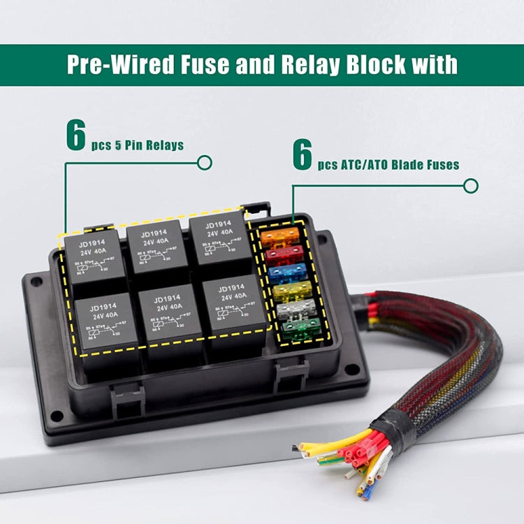 24V 5 Pin Car 6 Slots IP66 Waterproof Relay Fuse Box with Cable - Fuse by PMC TechLife | Online Shopping South Africa | PMC TechLife | Buy Now Pay Later Mobicred