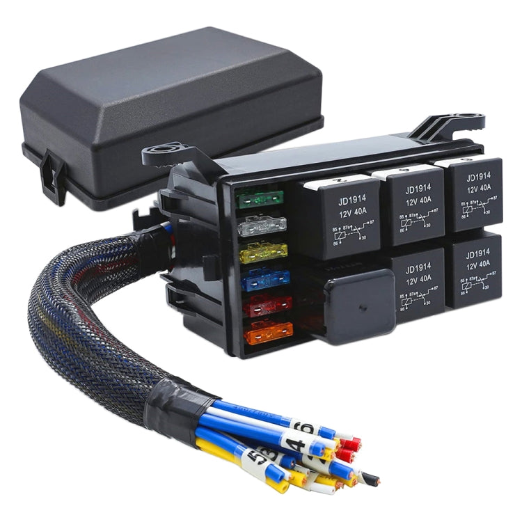12V 5 Pin Car 6 Slots Waterproof Relay Fuse Box with Cable - Fuse by PMC TechLife | Online Shopping South Africa | PMC TechLife