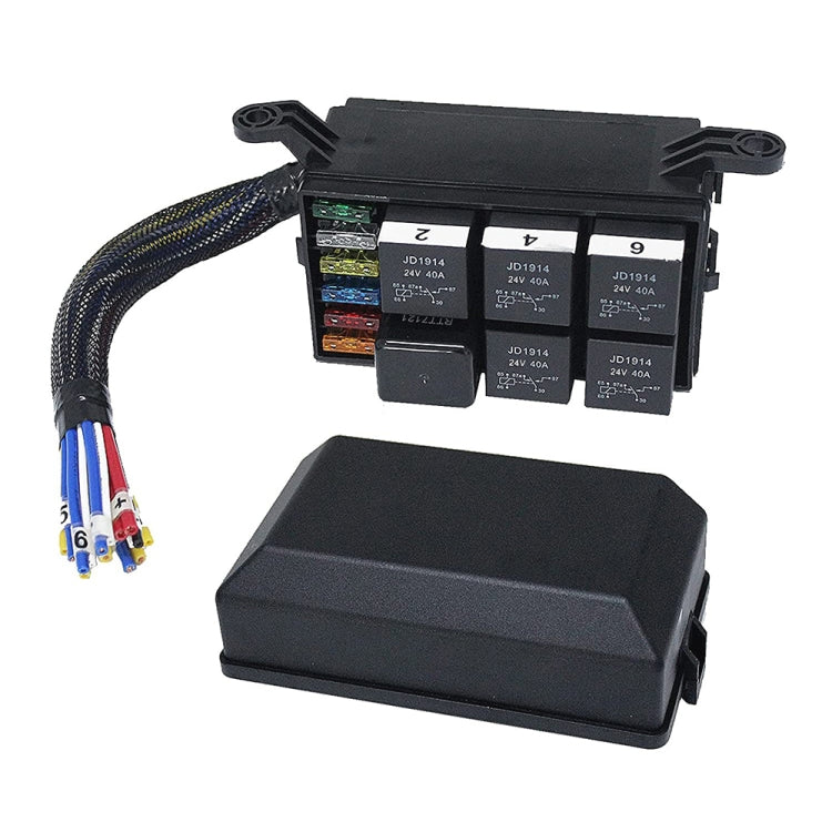24V 5 Pin Car 6 Slots Waterproof Relay Fuse Box with Cable - Fuse by PMC TechLife | Online Shopping South Africa | PMC TechLife | Buy Now Pay Later Mobicred