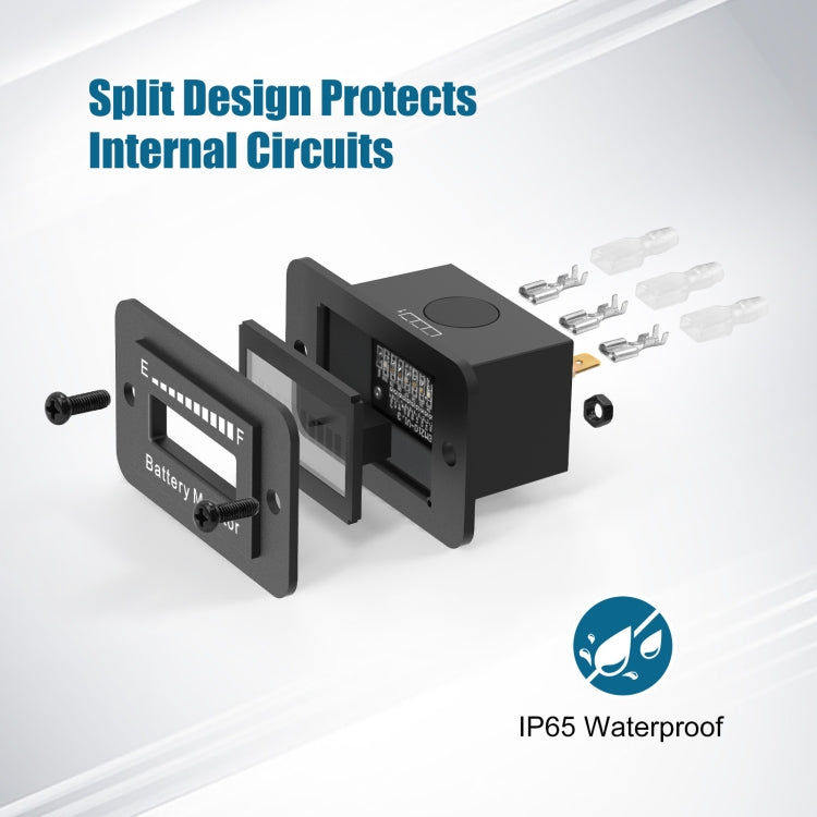 BM210 Electric Vehicles / Golf Carts LED Battery Indicator Adjustable Voltage 12V-72V - Car Modification by PMC TechLife | Online Shopping South Africa | PMC TechLife | Buy Now Pay Later Mobicred