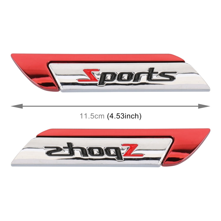 1 Pair Car SPORTS Personalized Aluminum Alloy Decorative Stickers, Size: 11.5 x 2.5 x 0.5cm (Red) - free shipping - PMC TechLife - Order now!