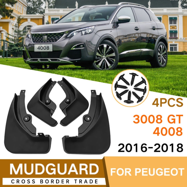 For Peugeot 4008 / 3008GT 2016-2021 4pcs/Set Car Auto Soft Plastic Splash Flaps Fender Guard - Mudguards by PMC TechLife | Online Shopping South Africa | PMC TechLife | Buy Now Pay Later Mobicred