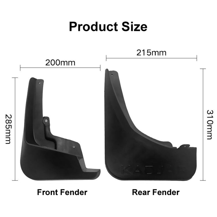 For Renault Kadjar 2016-2019 4pcs/Set Car Auto Soft Plastic Splash Flaps Fender Guard - Mudguards by PMC TechLife | Online Shopping South Africa | PMC TechLife | Buy Now Pay Later Mobicred