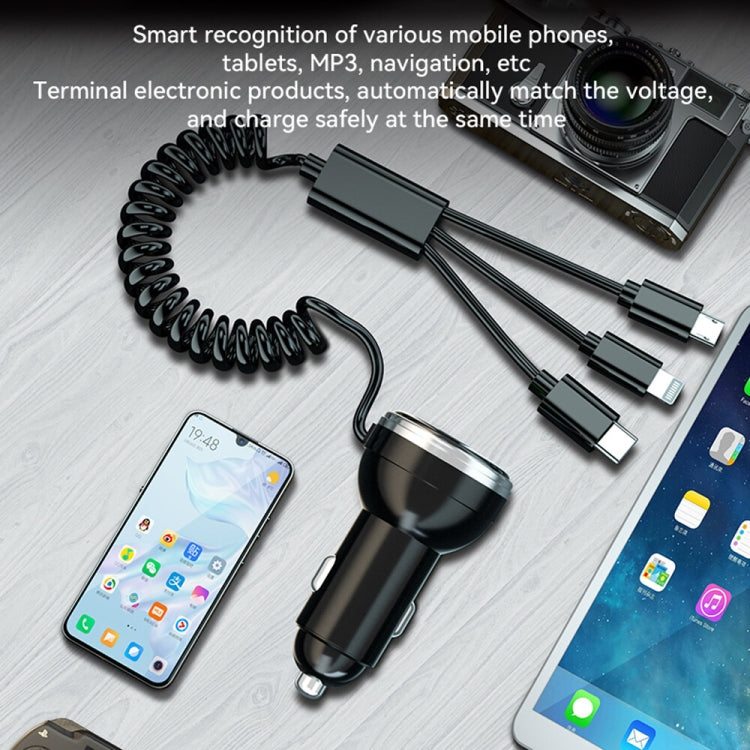 BW15 110W 3 in 1 Charging Cable & Dual USB Port Car Charger (Silver) - Car Charger by PMC TechLife | Online Shopping South Africa | PMC TechLife | Buy Now Pay Later Mobicred