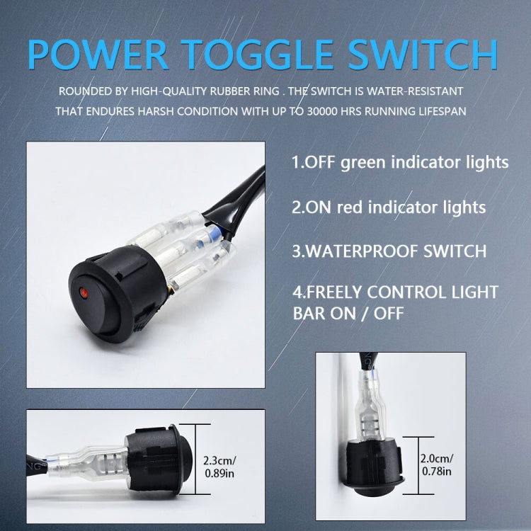 D0034 Off-road Vehicle 300W Round Waterproof Switch Light Wiring Harness - Wires by PMC TechLife | Online Shopping South Africa | PMC TechLife | Buy Now Pay Later Mobicred