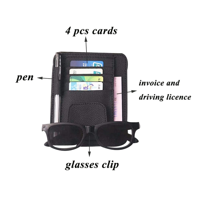 Multifunctional Car Litchi Pattern Glasses Holder Sun Visor Bill Holder (Black) - Sunglasses & Glasses Clips by PMC TechLife | Online Shopping South Africa | PMC TechLife