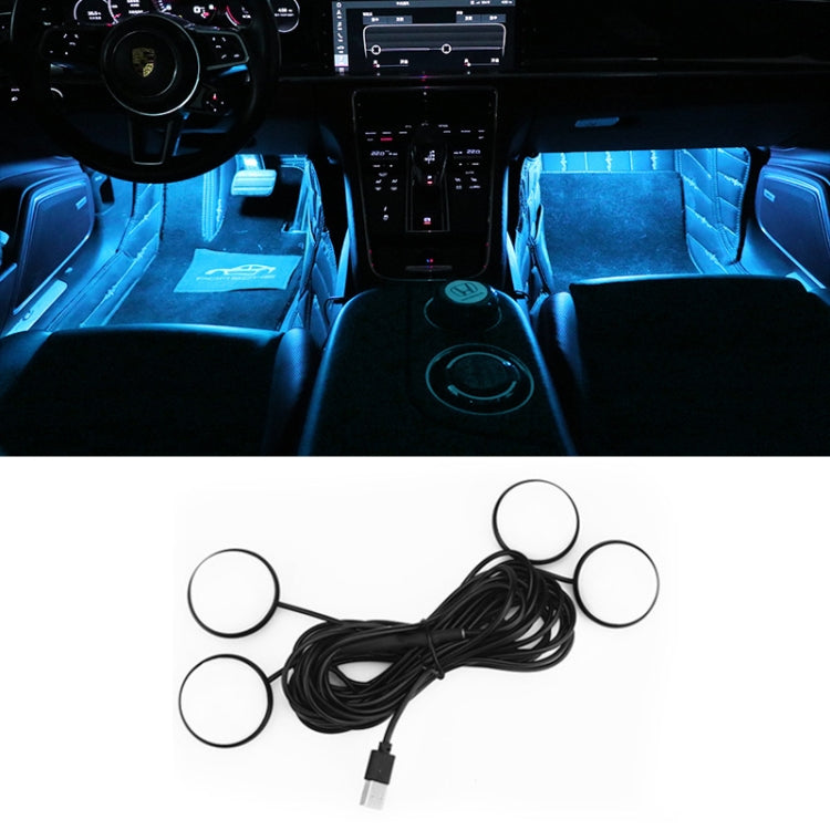 Car 4 in 1 USB RGB Foot LED Atmosphere Light (Ice Blue Light) - Atmosphere lights by PMC TechLife | Online Shopping South Africa | PMC TechLife | Buy Now Pay Later Mobicred