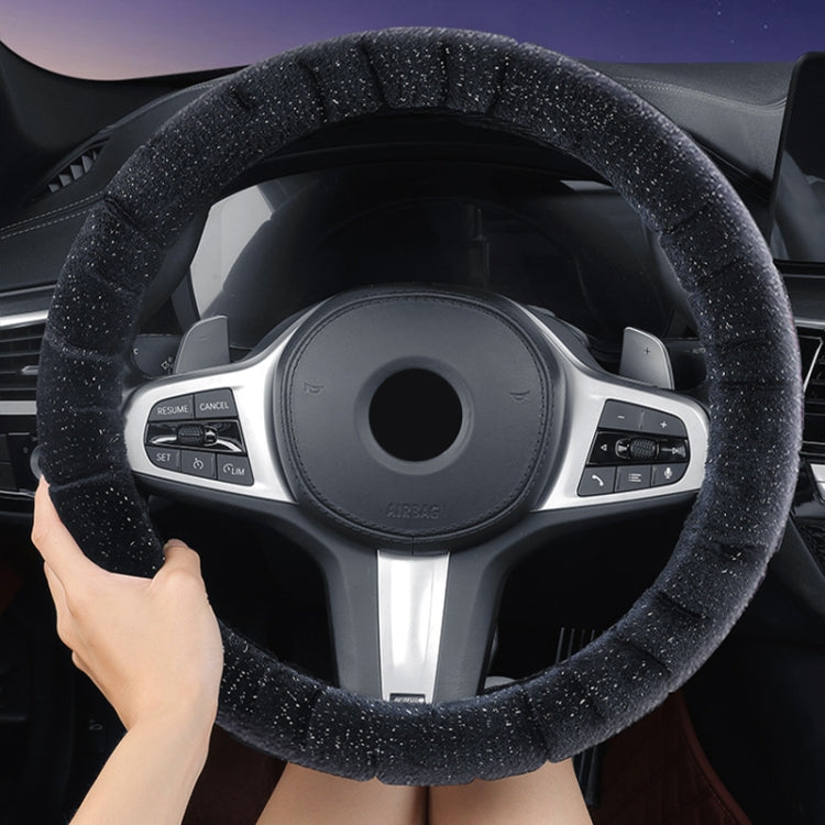 Round Style Car Universal Self Heating Plush Warm Anti-skid Steering Wheel Cover, Diameter: 38cm (Black) - Steering Wheel Accessories by PMC TechLife | Online Shopping South Africa | PMC TechLife | Buy Now Pay Later Mobicred