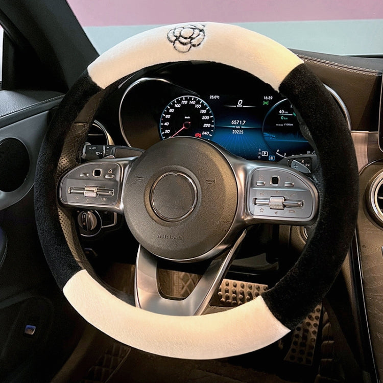 Round Style Car Universal Camellia Pattern Plush Warm Anti-skid Steering Wheel Cover, Diameter: 38cm - Steering Wheel Accessories by PMC TechLife | Online Shopping South Africa | PMC TechLife | Buy Now Pay Later Mobicred