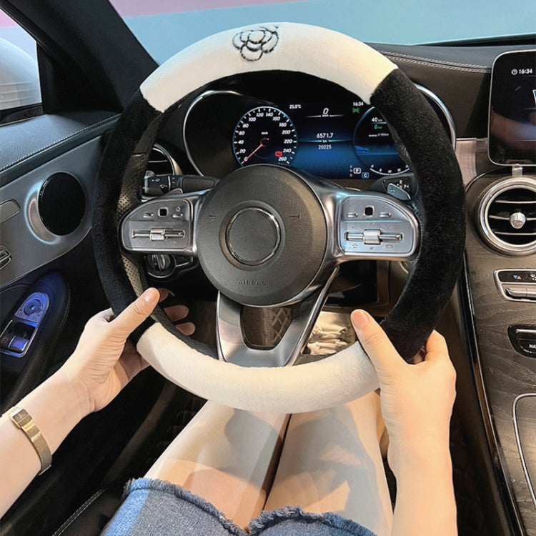 Round Style Car Universal Camellia Pattern Plush Warm Anti-skid Steering Wheel Cover, Diameter: 38cm - Steering Wheel Accessories by PMC TechLife | Online Shopping South Africa | PMC TechLife | Buy Now Pay Later Mobicred